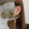 Cold and Stylish Exaggerated Metallic Texture Elegant Round Stud Earrings for The Ears