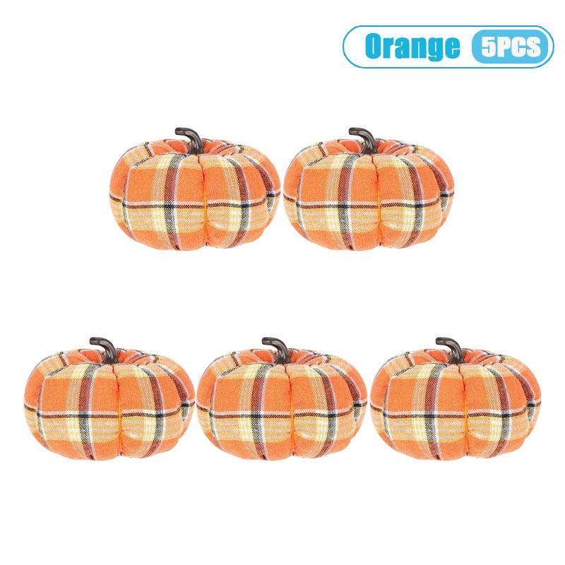 Vintage Plaid Fabric Pumpkin Ornament Halloween Thanksgiving Harvest Home Decor Autumn Tabletop Centerpiece Farmhouse Decoration