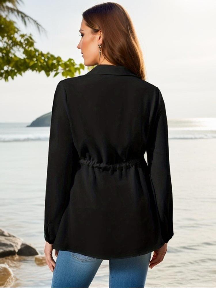 2022 Solid Color V-Neck Long-Sleeved Maternity Top