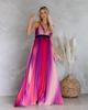 2020 Spring/Summer Women's Sexy Deep V Rainbow Mesh Suspender Dress