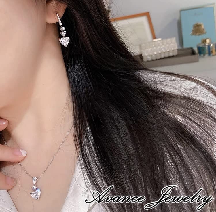 [AVANCE] Heart Stone Earrings Necklace for Women - Sparkling, Cute, Simple (Earrings)
