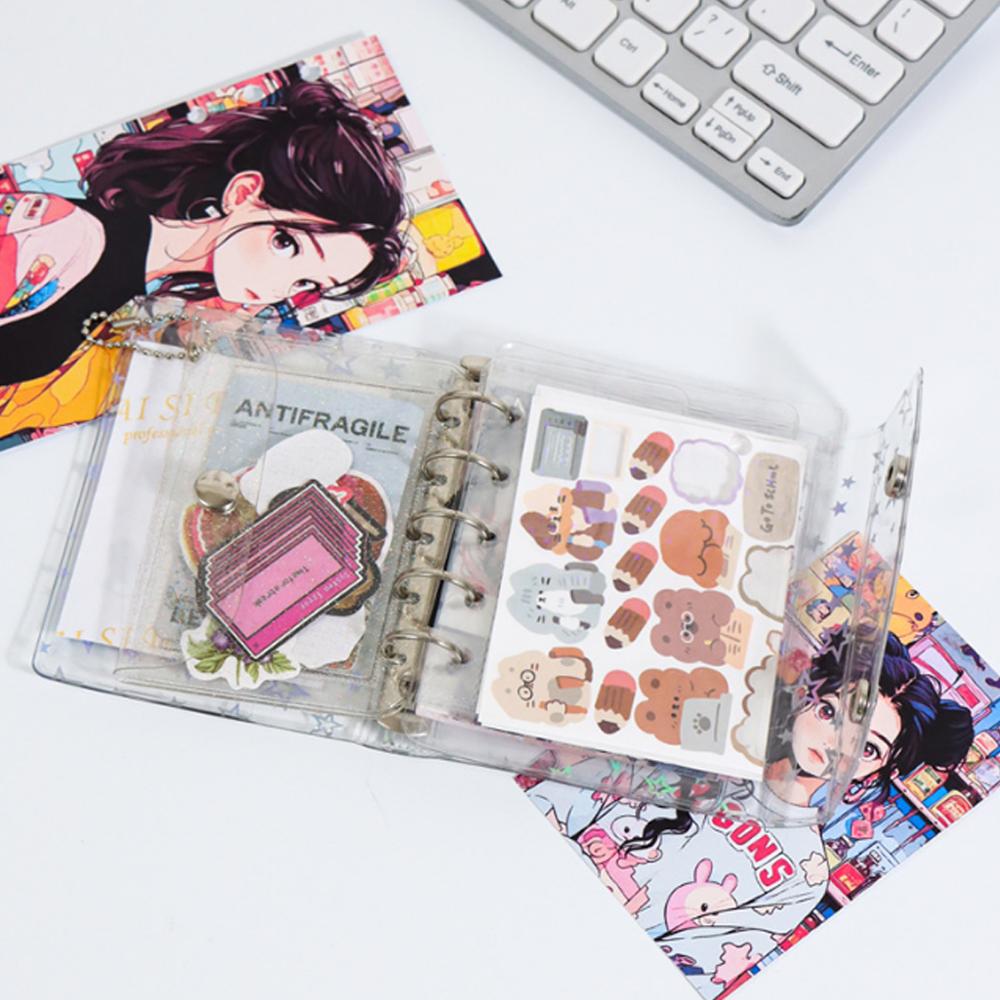 M5 A6 A7 Transparent Laser Stern Loseblatt Binderhülle Skizzenbuch Tagebuch Bürobedarf Glitzer Schreibwaren Binder Notizbuch