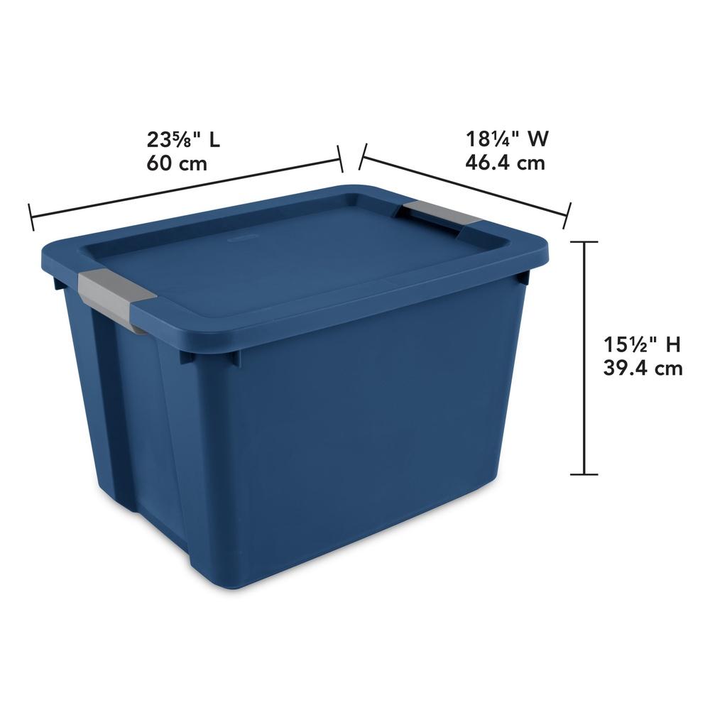 2 Pack 20 Gallon Stackable Plastic Storage Bin with Latching Lid and Comfortable Handle Household Garage Organization