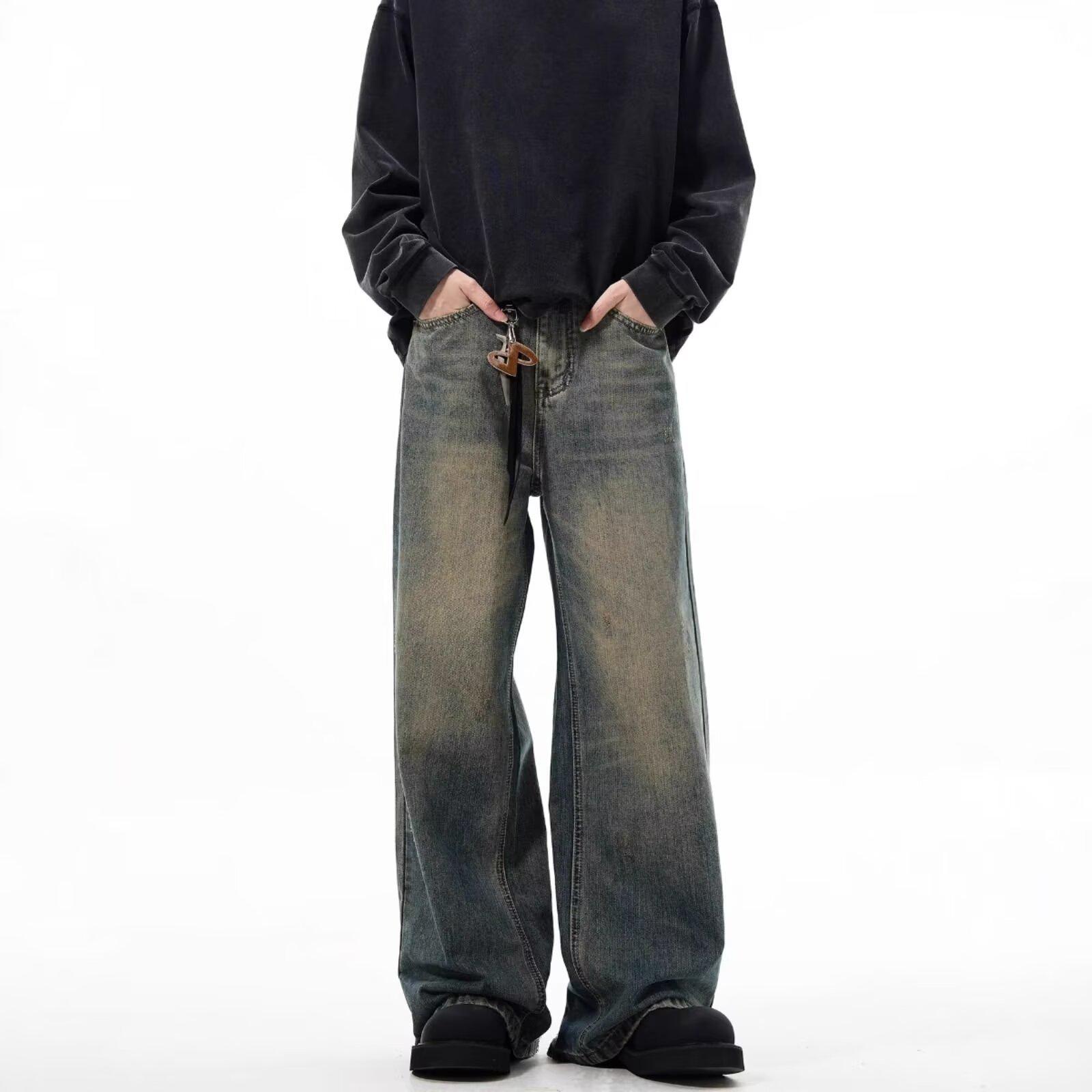 Unisex Vintage Wide-Leg Distressed Jeans XL