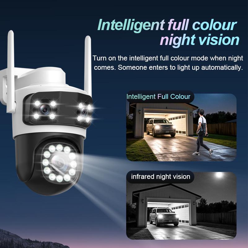 4G Wireless 3-Lens 3K Outdoor Home Security Camera, 6MP WiFi Network