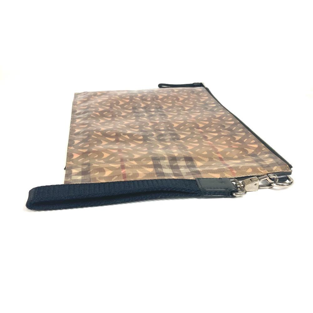 BURBERRY Logo Check TB pouch bag with strap Clutch bag Nylon Beige/Black