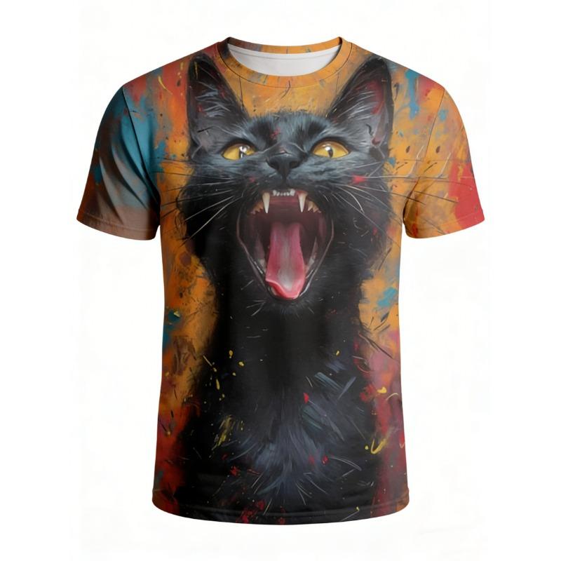 Men's T-Shirt Summer Casual Tops 3d Funny Animal Print T-Short Sleeve Beach Vacation O Neck T-shirt For Men Man Clothing