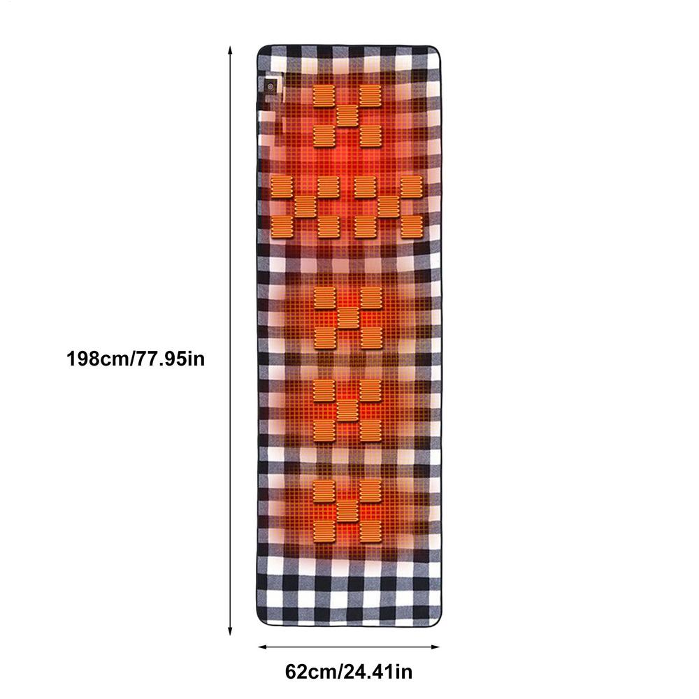 Portable 5V USB Heated Sleeping Bag Pad Heated Sleeping Bag Liner Plaid Electric Heating Mat 3 Heating Levels