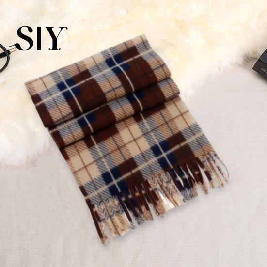 Soft Plaid Scarf Unisex Winter Color Matching Print Tassel Thick Warm Double-sided Checkered Shawl Plush Long And Wide Keep Neck Protection Lady Fall