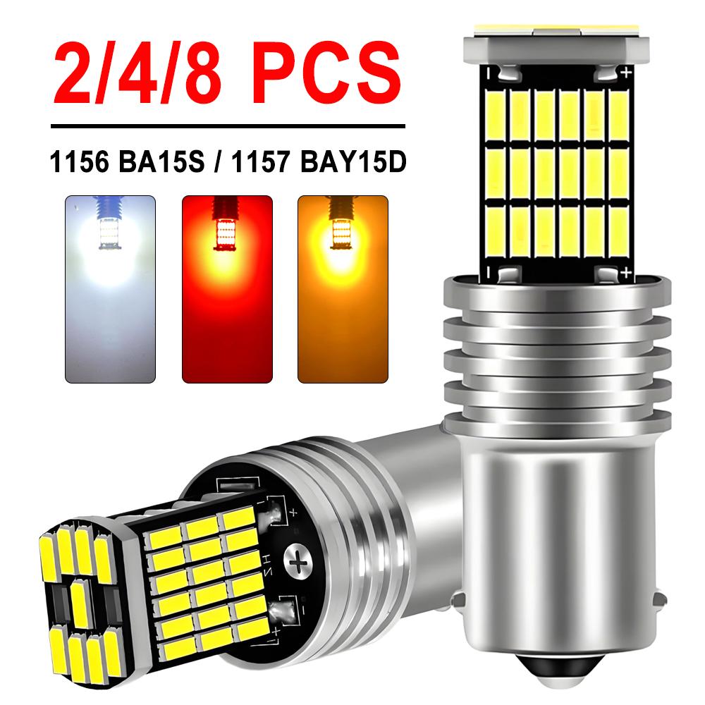2/4/8 PCS P21W Ba15s 1156 1157 Bay15d LED Bulb Canbus 12V 24V 4014-45SMD 6500K White Car Turn Signal Backup Brake Parking LightsTurn Signal 2