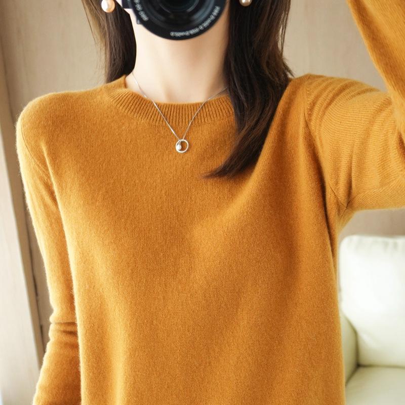 Women's Long Sleeve Round Neck Pullover: Stylish, Versatile, Light Knitwear for Autumn and Winter
