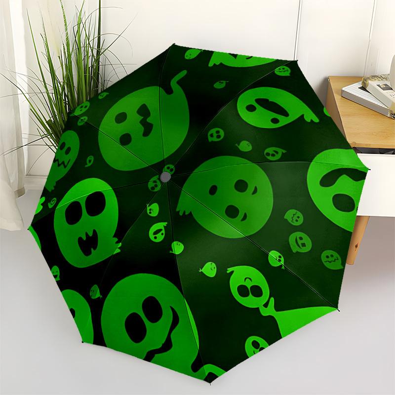 1pc Ghostly Faces Automatic Open/close, All-Season Portable Folding Umbrella, Travel, Everyday, Formal Events080