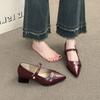 Designer Thick Heel Women Mary Jane Shoes Fashion Shallow Pointed Toe Shoes 2026 Spring Party Dress Prom Female Leather Pumps
