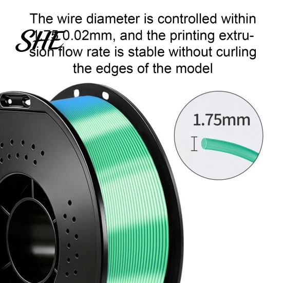 Object Printing Material Three-Color Gradient Silk PLA Filament, 1.75mm 1Kg Spool, Shiny Multicolor Low Warpage Filament 3D Printer for DIY Figurines