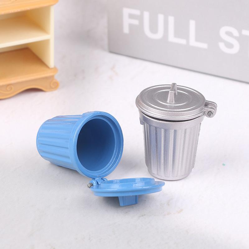 Dollhouse Mini Wooden Trash Can Dustbin Mini Waste Bin Doll House Miniature Toy Model Scene Decoration Accessories