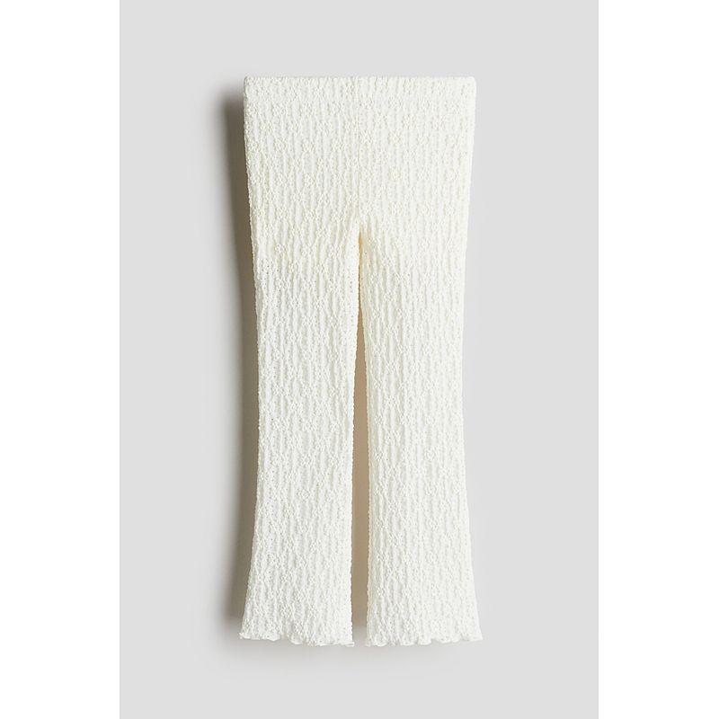 

HM Children s Clothing Girl Pants 2025 Autumn New Arrival Soft Stretch Texture Knitting Flared Pants 1276571 White 145/63(10-11Y)