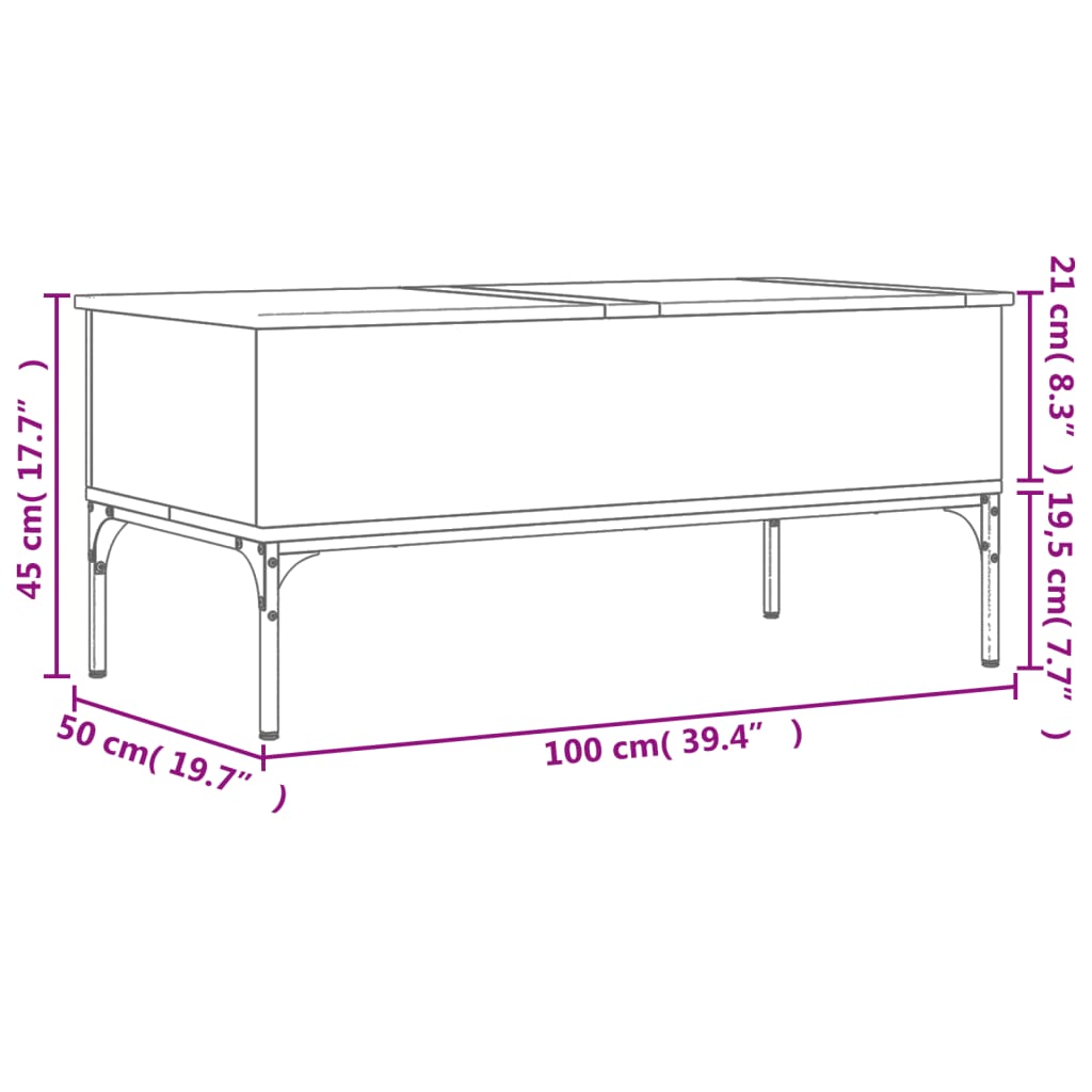  Coffee Table, Smoked Oak, 100x50x45 Cm