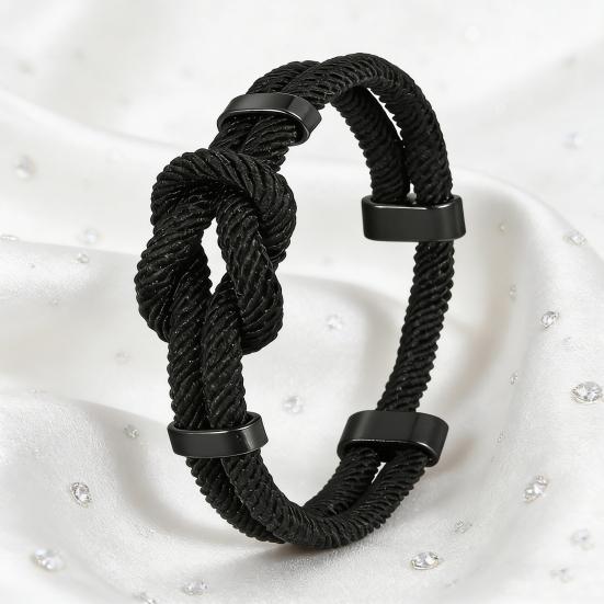 Yousheng Adjustable Men Rope Bracelet Infinity Knot Bracelet Simple Black Rope Bracelet with Card Gift for Husband Boyfriend Brother