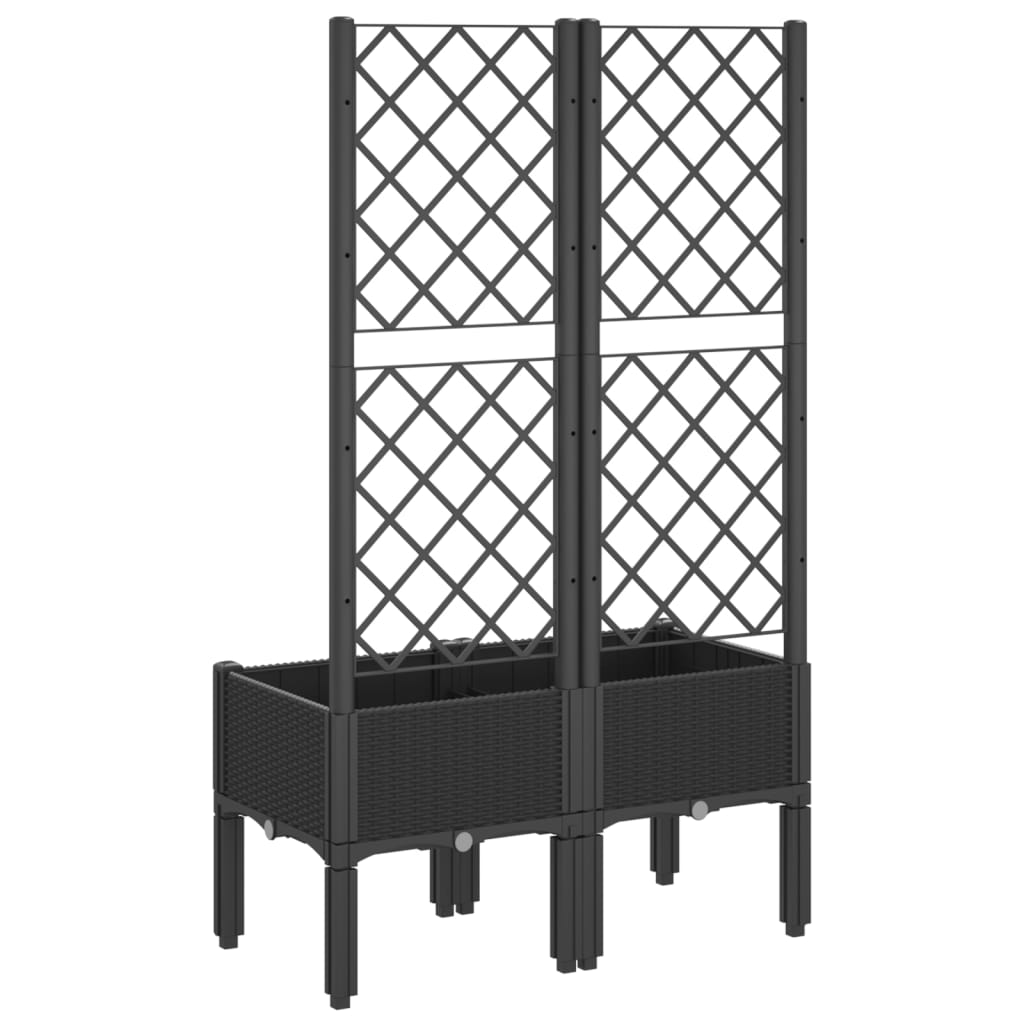 Planter with Trellis Black 80 X 40 X 142 Cm PP