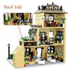 Street View Modular Coffee Restaurant Retro Flower House with Architecture Building Block Sets Toys for Kids