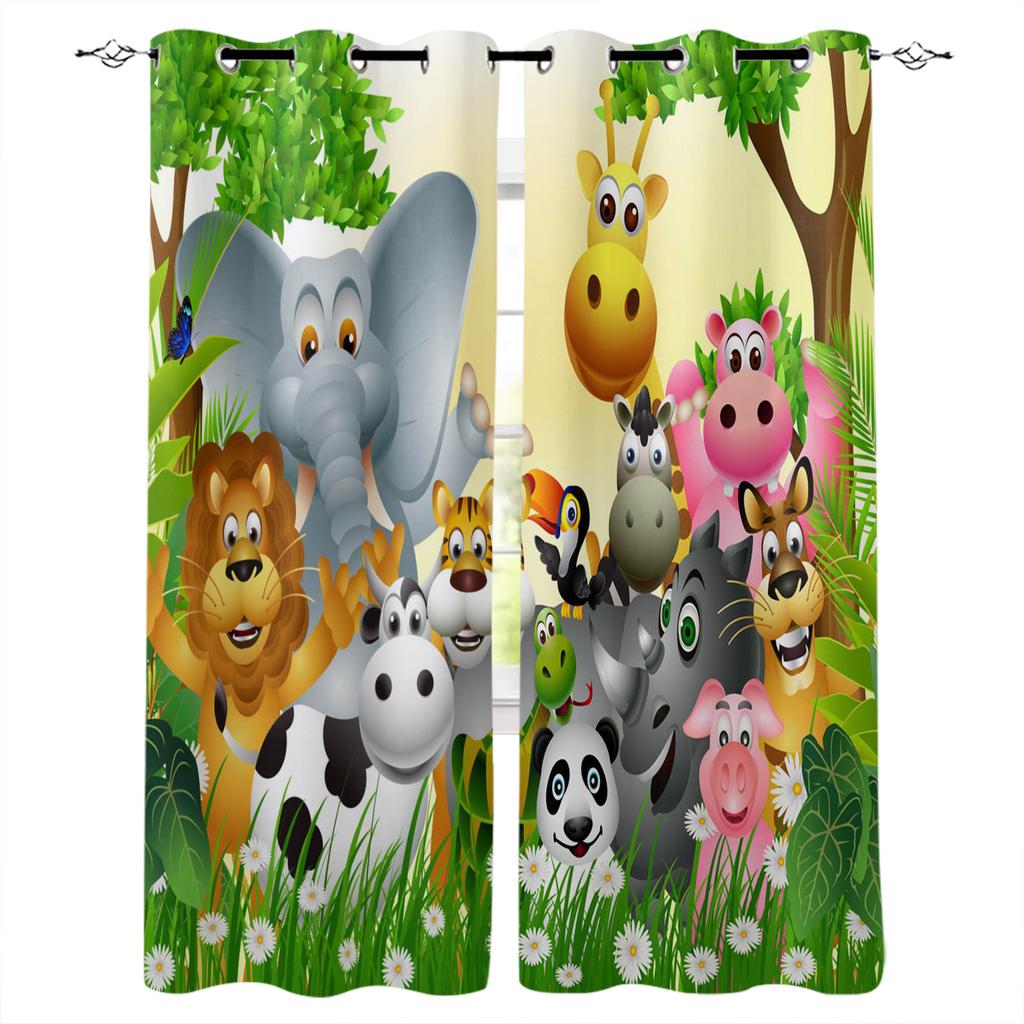 Curtain Forest Zoo Cartoon Children 3D Digital Printing High Density Blackout