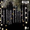 Clear Acrylic Christmas Tree Decorations Christmas Hanging Ornaments Snowflake & Icicle Hanging Decor New Year Party Decorations
