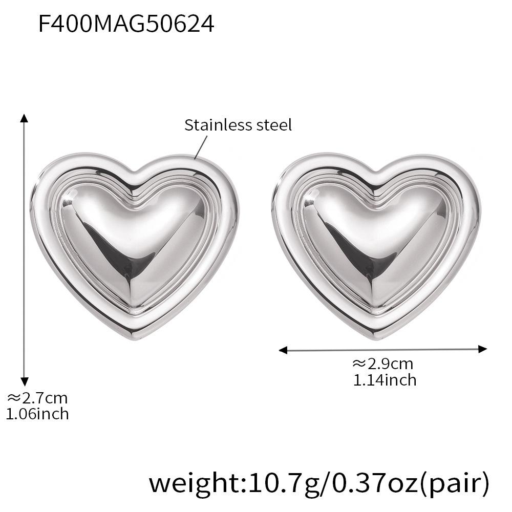 Qiong Yao Stainless Steel Heart Stud Earrings - Stylish European & American Design for Women