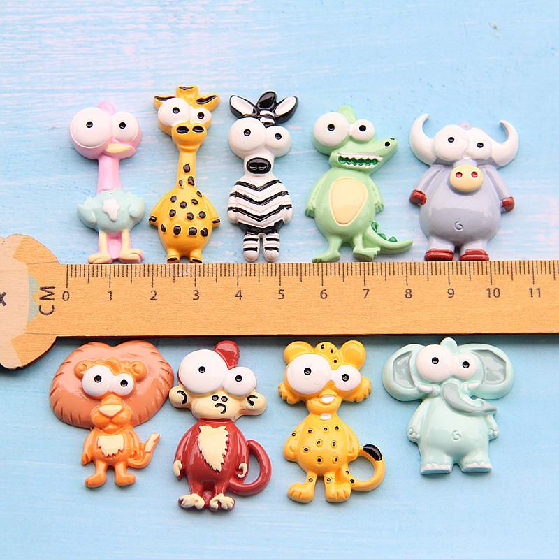 Cute Animal Style Big Eye Flamingo Lion Leopard Elephant Giraffe Resin Fridge Magnets Strong Magnetic Sticker Push Pin DIY Decor