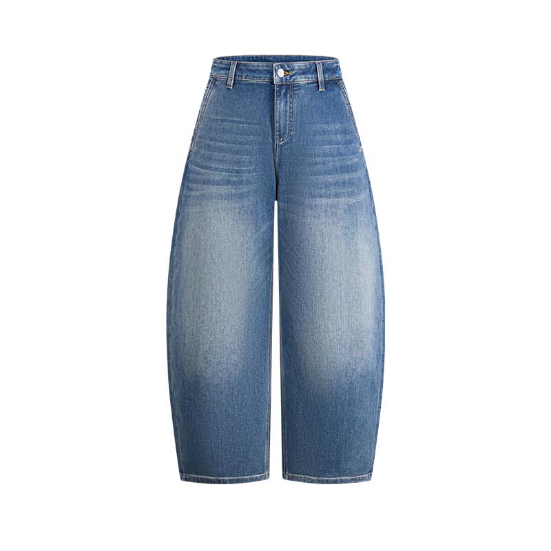 Navigare Men's Retro Washed Wide-Leg Denim Jeans