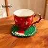 Gemütliches Wohnaccessoire für den Couchtisch Weihnachts-Häkel-Untersetzer, Handgefertigter gewebter Getränkeuntersetzer, Niedliche Nikolaus-Schneemann-Untersetzer Lebkuchenmann-Dekoration