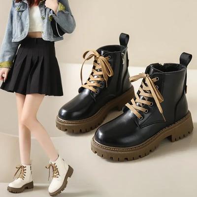 Women Boots Luxury British Style Women Ankle Boots Comfort Non-Slip Thick Sole Shoes High Quality Women Motorcycle Boots