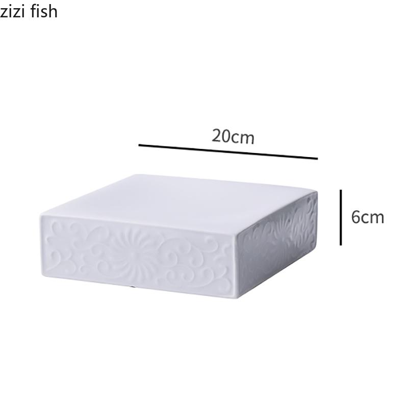 Creative Square Ceramic Dinner Dishes Steak Plates Household Relief Pattern Tableware Dessert Dish Hotel Restaurant Pasta Plates