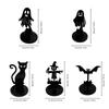 Creative Wooden Shadow Candle Holder Scarecrow Ghost Halloween Candle Stand Spook Black Cat Tealight Holder Novelty Gift