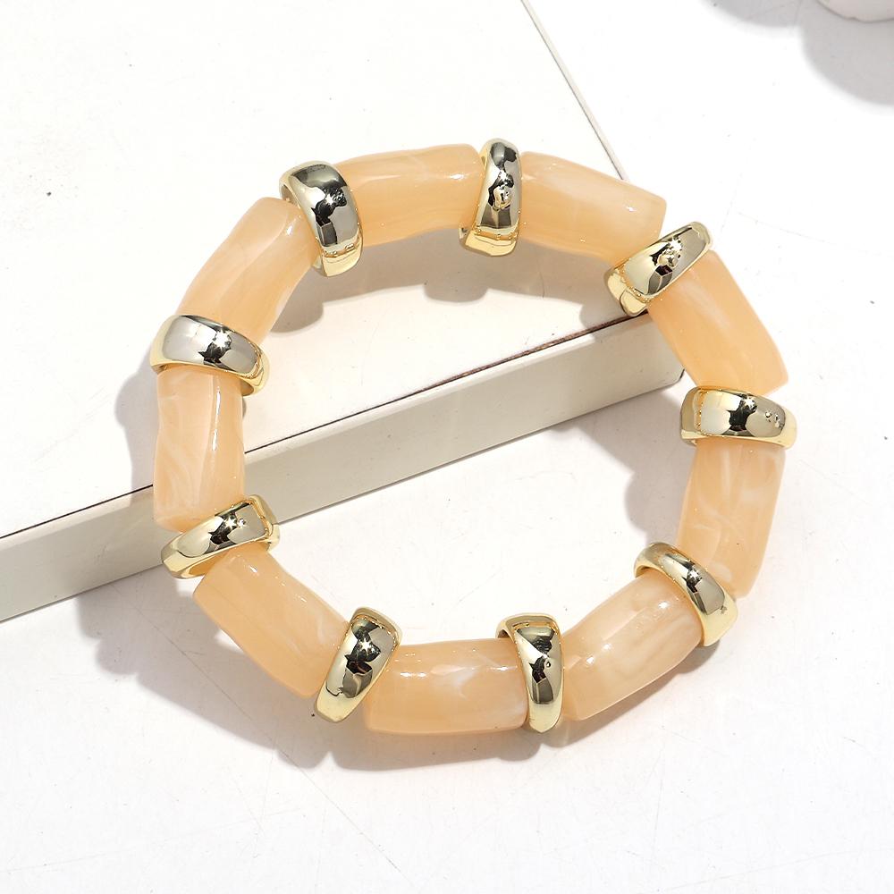 Vintage Acrylic Bamboo Beads Bracelets for Women Fashion Resin Chunky Tube Beaded Stretchy Stackable Bracelet New Jewelry Gift