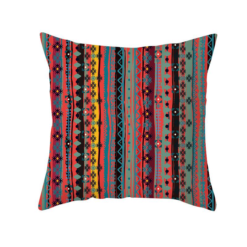 New Bohemian Colorful Geometric Pattern Short Plush Pillowcase Ethnic Style Retro Pillowcase Cushion