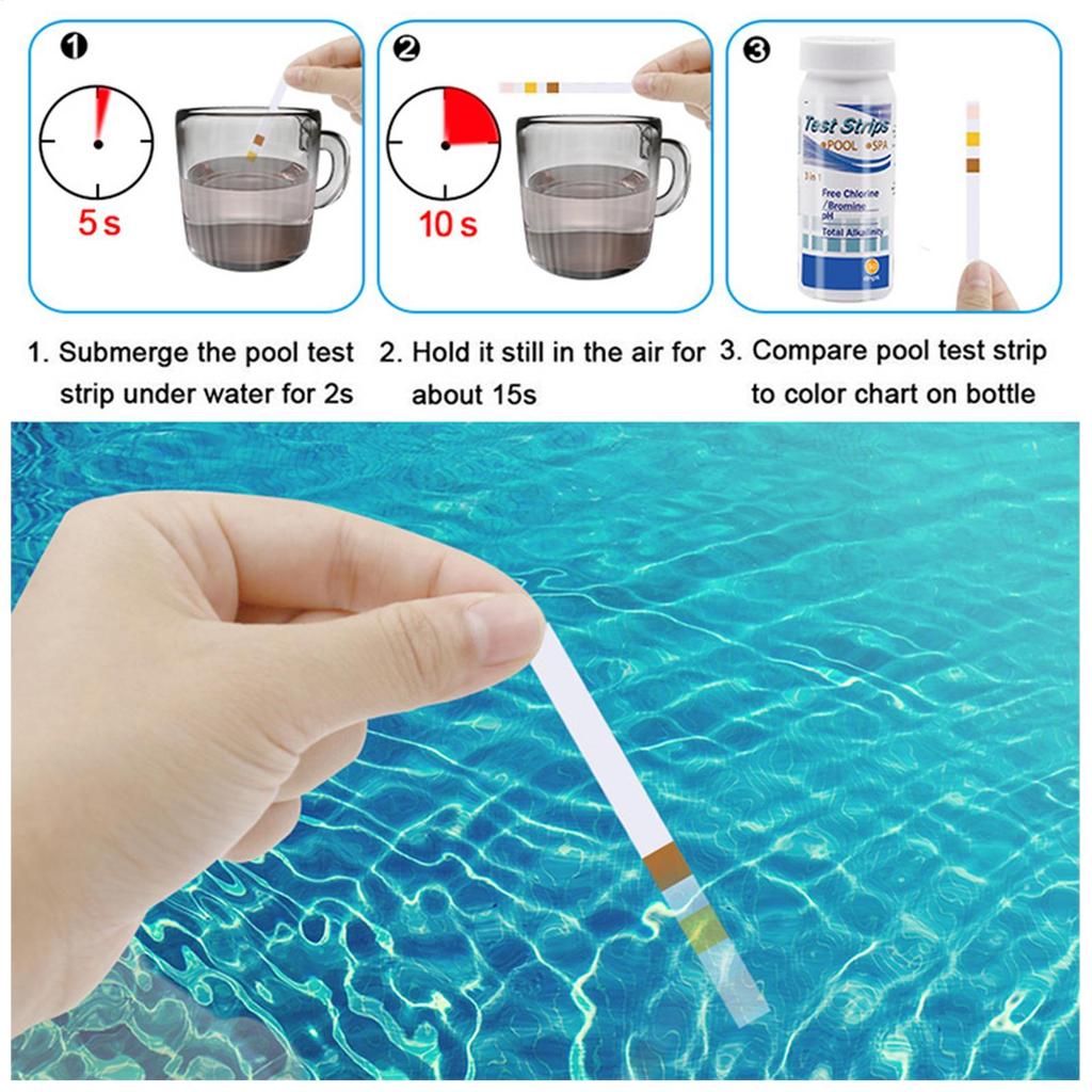 50 Strips Pool And Spa Test Strips Water Detection Strips 3 In1 Water Hot Tub Swimming Pool And Spa Test Strips Kit
