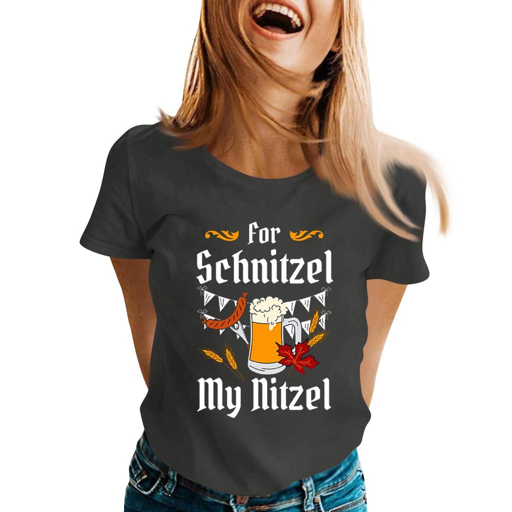 Oktoberfest Letter Print T-Shirt for Men Women, Casual Short Sleeve Tee