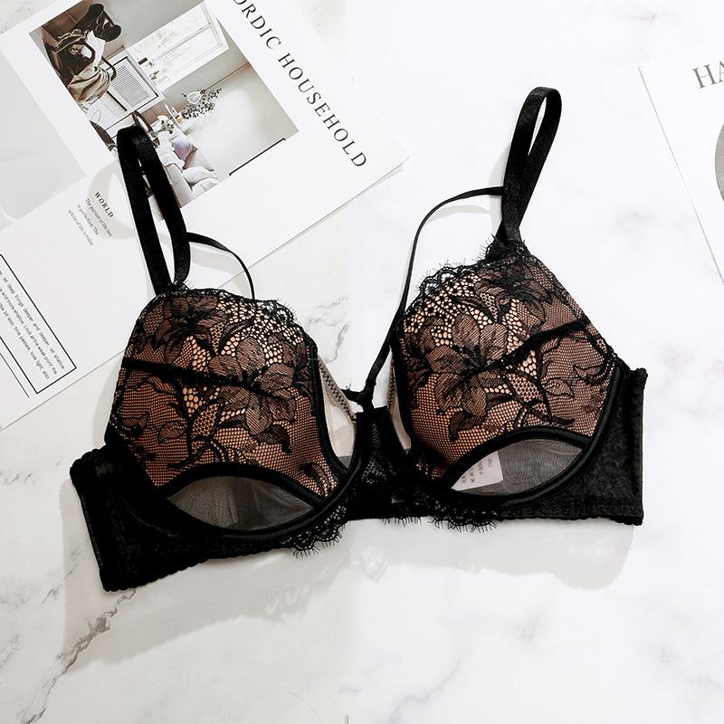 Sexy reine Begierde Spitzen-Dessous-Set, Minimizer Push-Up Anti-Hänge-BH-Set für Frauen mit großer Oberweite für den Herbst