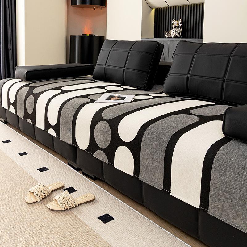 Light Luxury High-end Sofa Cushion 2025 New Four-season Universal Fixed Non-slip Straight-row Leather Sofa Cover Cushion