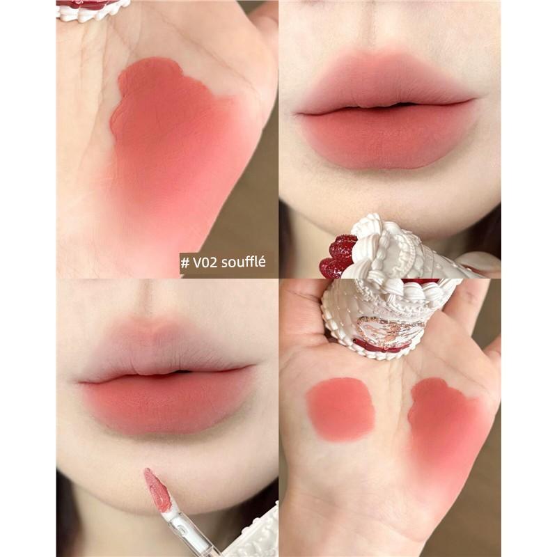 Flower Knows Strawberry Cupid Lip Cream Lip Mud Cake Matte Velvet Autumn/Winter Milk Tea Color Brightening and Enhancing Complexion