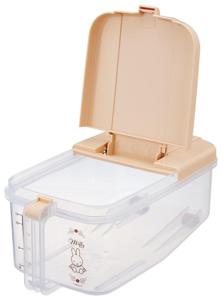 Skater Refrigerator Rice Horizontal with Measuring Cup and Made In Miffy Dispenser, Type, Casters, Japan, 2.5kg, Design, RBI2-A