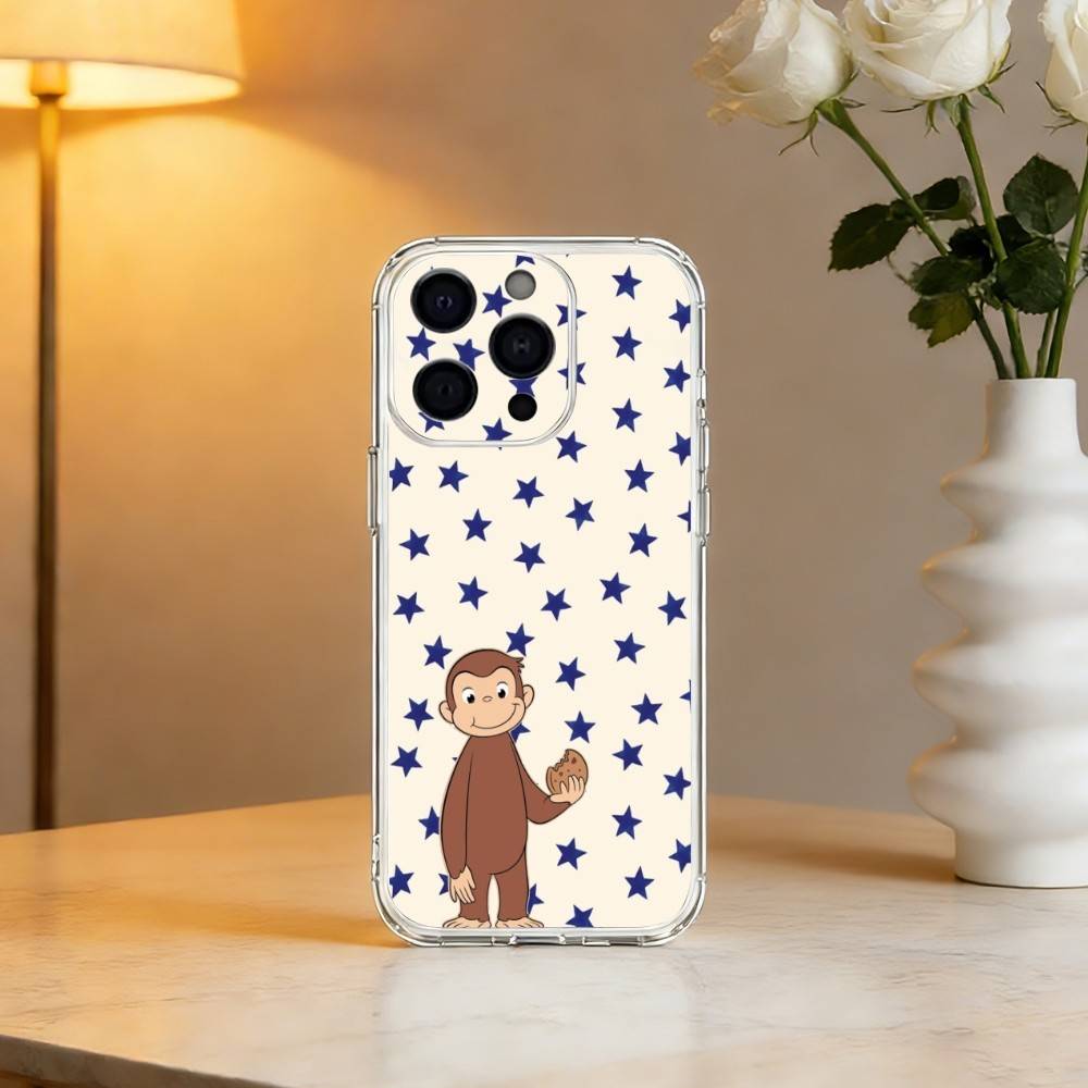 Luxury C-Curious G-George Phone Case For iPhone 17 16 15 14 13 12 11 Mini Pro Max Plus Transparent Cover