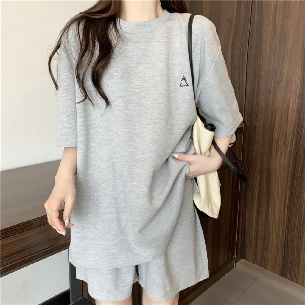 Women‘s Short Sleeve Tops Shorts Pants 2-Piece Set Loose Fit Casual Sport Suit