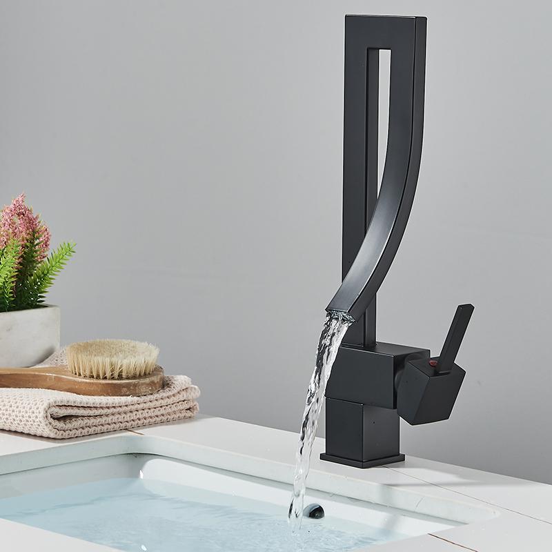 Chrome Brass Basin Faucet Fashion Style Single Handle Waterfall Basin Mixer Tap Hot Cold Bathroom Faucets Sink Waterfall Faucet