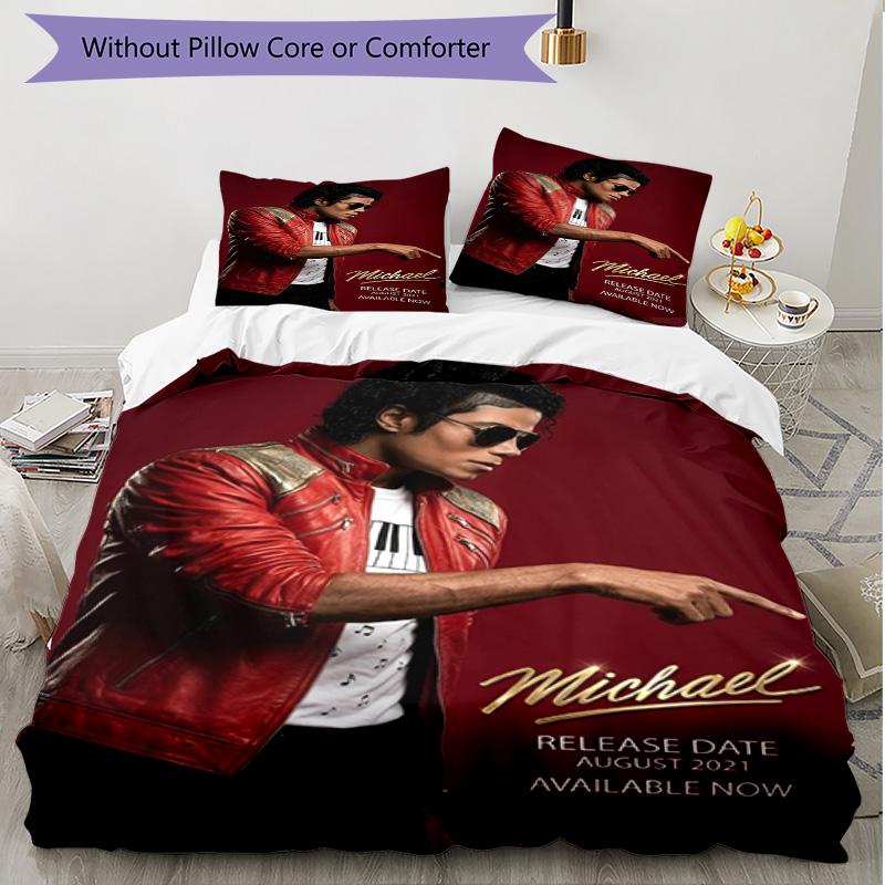 3pcs Duvet Cover Set (1*Duvet Cover + 2*Pillowcase, Without Core), Michael Jackson Print Soft All‑Season Bedding Set, Home Bedroom Decor Gift
