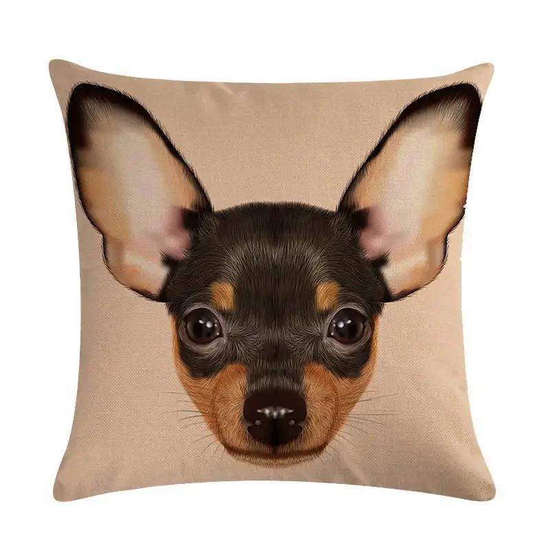 Cute Dog Cushion Cover Cartoon Pet Linen Pillow Cover Office Sofa Home Decoration Pillow Cover 45*45Cm