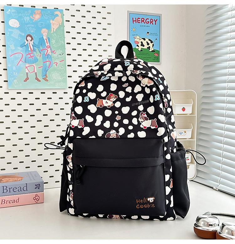 Schoolbag Japanese Ins New High-value, Fresh, Sweet and Cute Polka Dot Puppy Backpack, Light Backpack for Junior High School Students