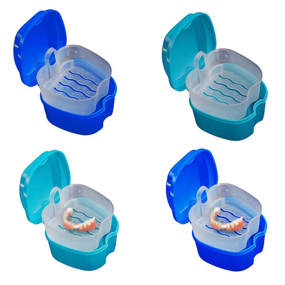 10Pcs Denture Box With Net Leakage Dental False Teeth Storage Box With Hanging Net Container Cleaning Tooth Boxes