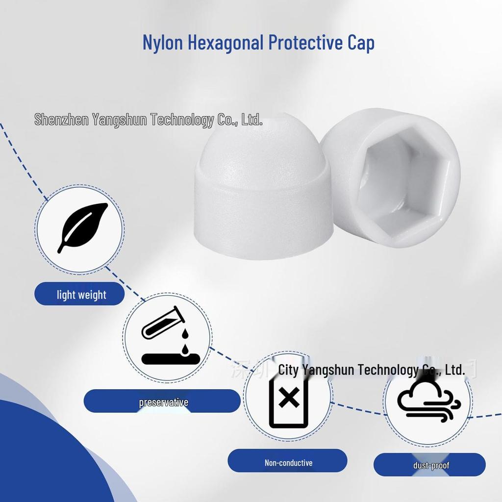 50pcs White Nylon Hex Socket Dust Protection Caps for M4-M12 Bolts