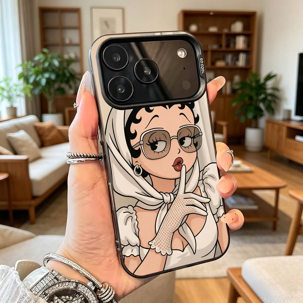 Classic Character B-Bettys Boops Phone Case For iPhone17,16,15,14,13,12,11Plus,Pro Max,XS,Colorful Silver Phone case Funda Cover